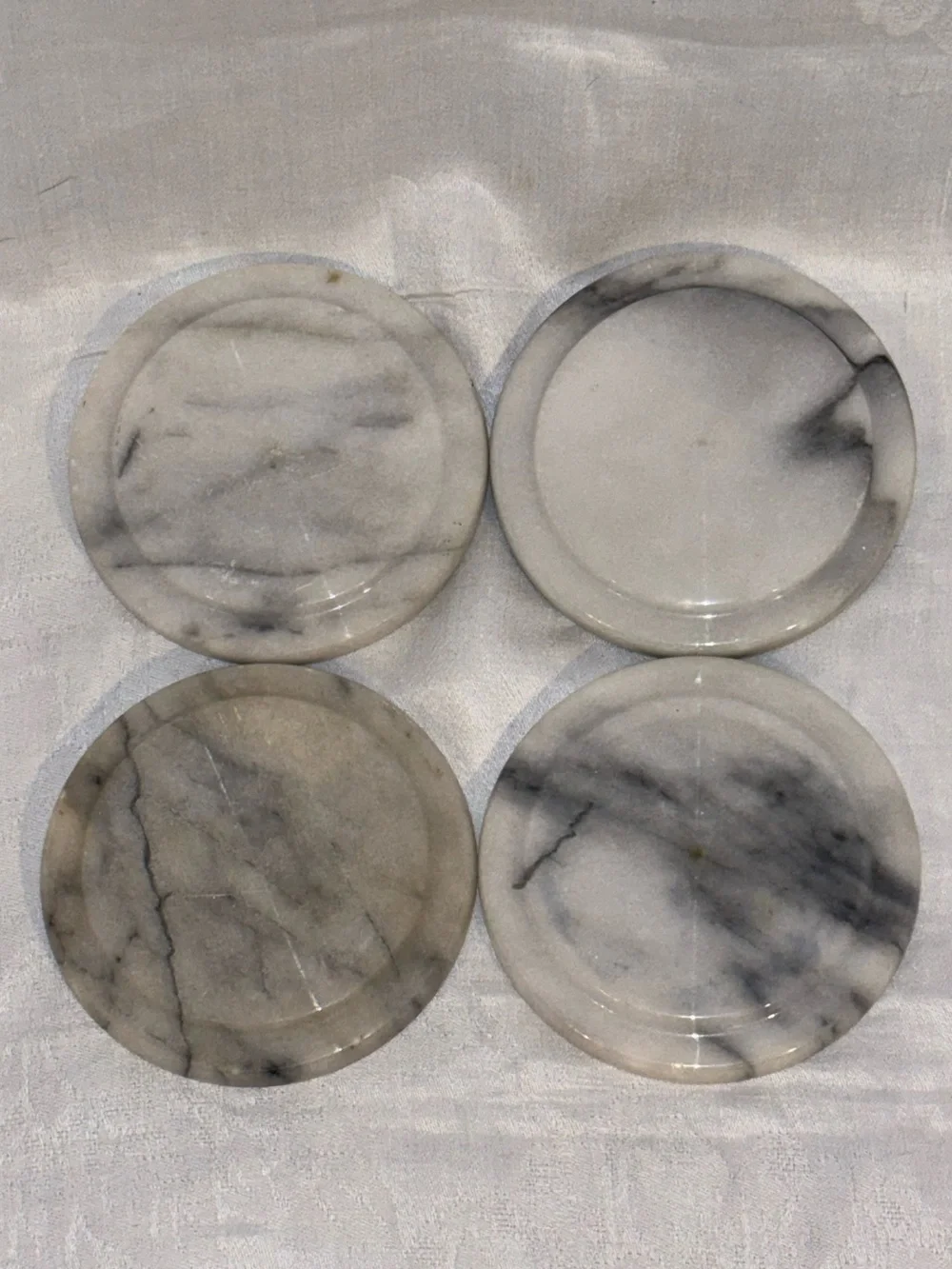 Italian Marble Coasters MCM Made in Italy Vintage Set of 4 Cork Inlay